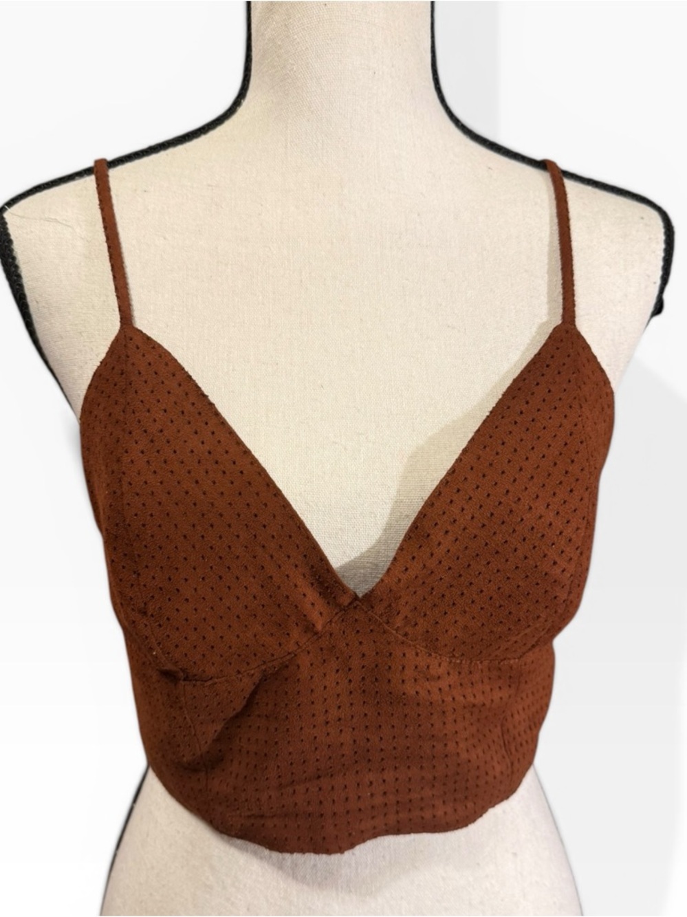 Brown Spaghetti Strap Crop Top